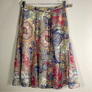 Coldwater Creek Women Skirt Multicolor Paisley Pink SZ PM ALine Lined Spring